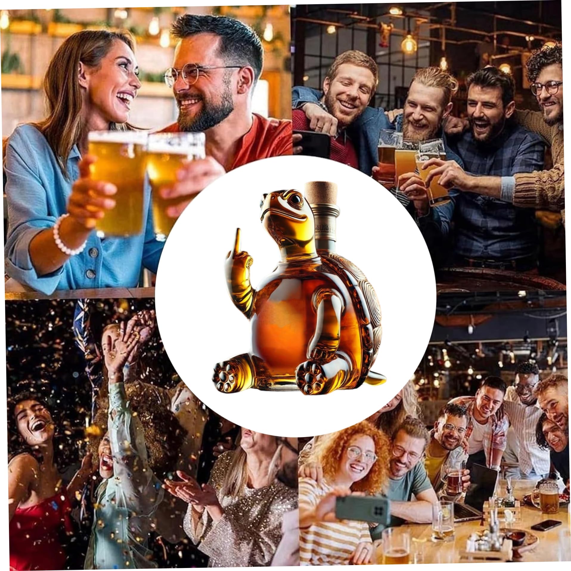 Decanter per vino tartaruga da 350 ml con dito medio, fiaschetta da whisky in vetro trasparente con tappo, divertente per uomini e donne