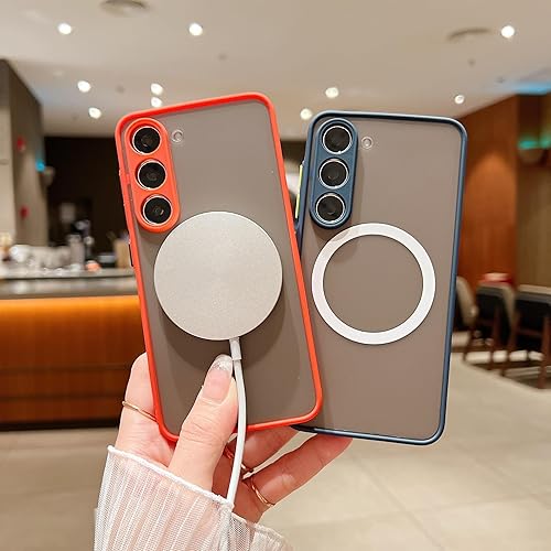 Miniatura 6 de Funda magnética para Galaxy A14 5G compatible con cargador Magsafe inalámbrica, antiarañazos, a prueba de golpes, mate, transparente, protección