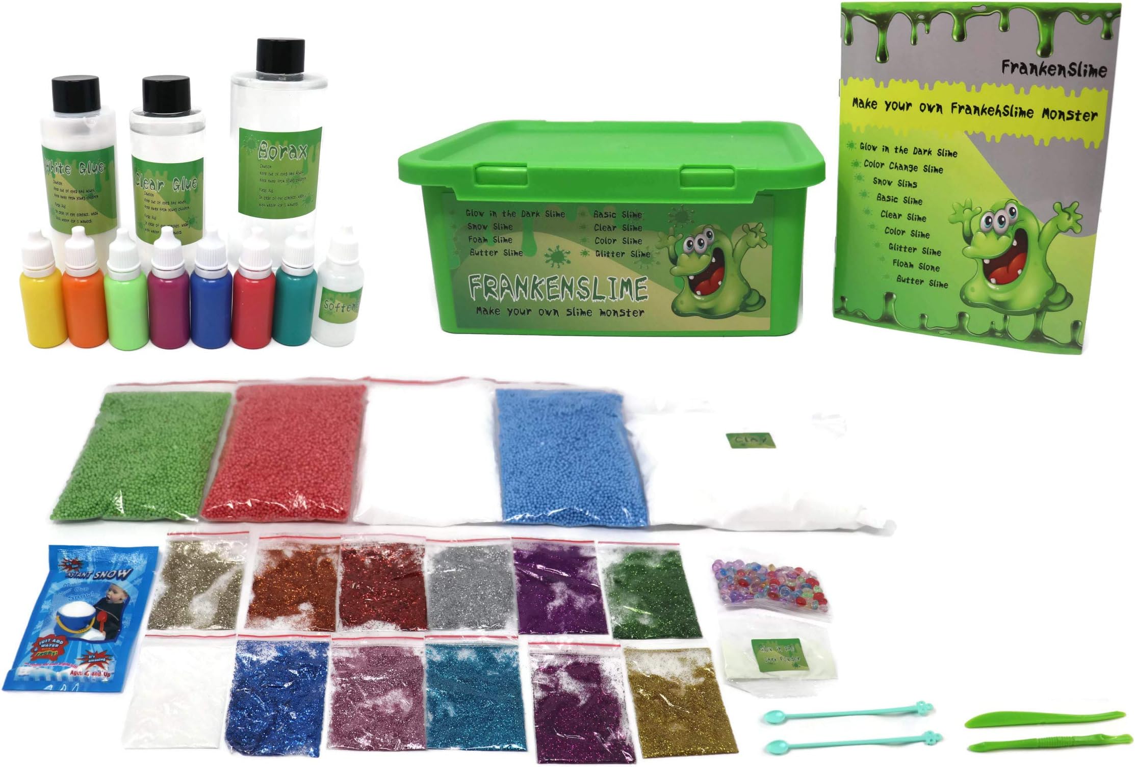 Frankenslime Ultimate DIY Making Slime Kit Supply - Fun Art Science Experiments - Includes Glitter Beads Glue Foam Containers - The Ultimate Slime Lab for Boys and Girls