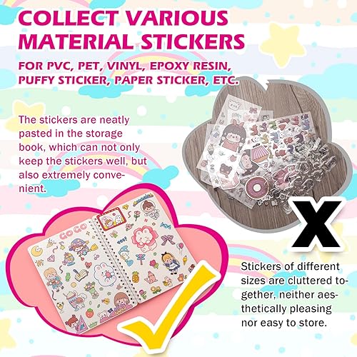 Miniatura 4 de SUNEZLGO Libro de almacenamiento de calcomanías reutilizables para coleccionar, libro organizador de calcomanías en blanco A5 con 60 hojas de papel