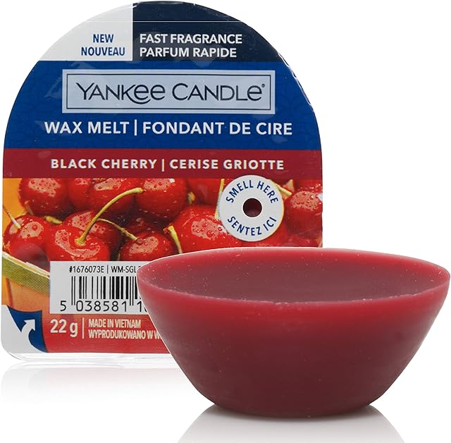 Yankee Candle Wax Melts | Black Cherry | Up to 8 Hours of Fragrance | 1 Count, Red