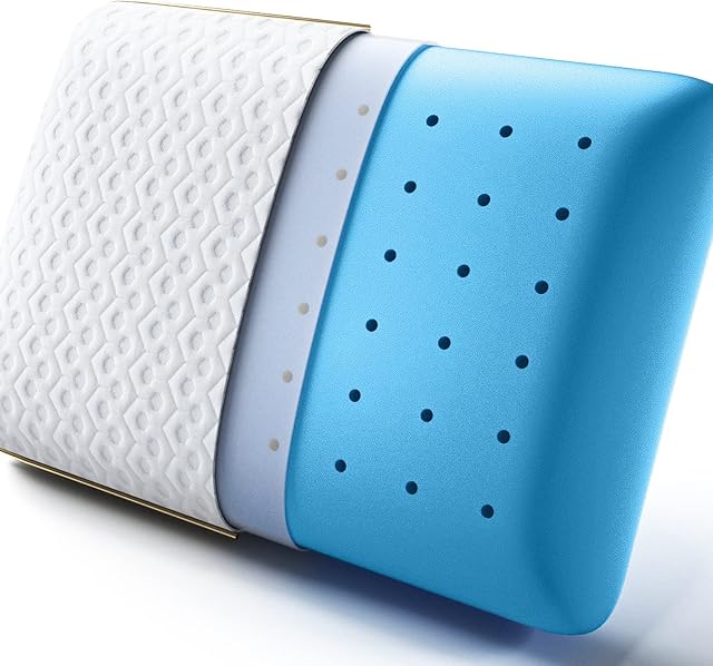 BedStory Memory Foam Pillow, Cooling Gel Pillows for Sleeping, Cervical Bed Pillow for Neck Pain Orthopedic - Side Stomach Back Sleepers, Ventilated Design Removable & Washable Cover (40X60X14CM)