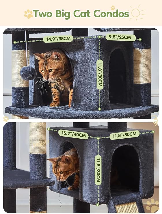 Taoqimiao Cat Tree, 193 CM Tall cat tower Cat Tree for Indoor Cats