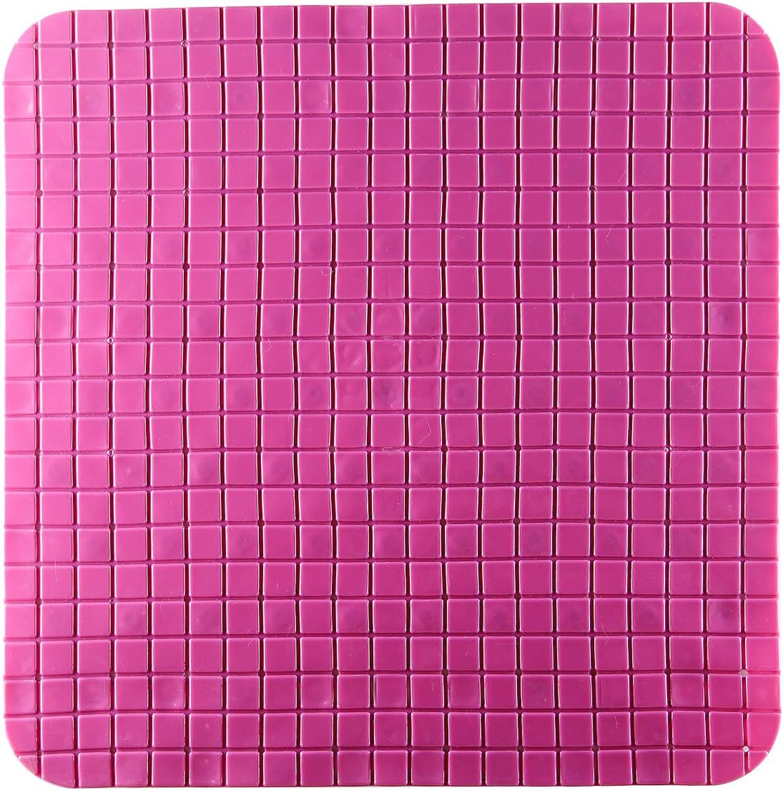 HiSpirit Non-Slip Bath, Shower, Tub Mat (20x20) Machine Washable, BPA, Latex, Phthalate Free, Square Bathroom Mats with Drain Holes, Suction Cups (hotpink)