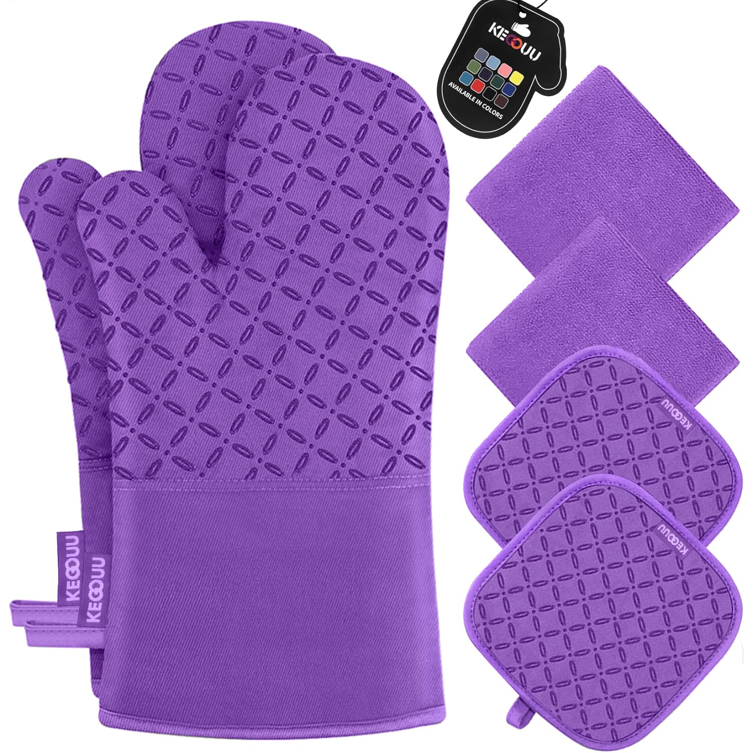 Gants de cuisine et maniques résistants 500°C en silicone violet