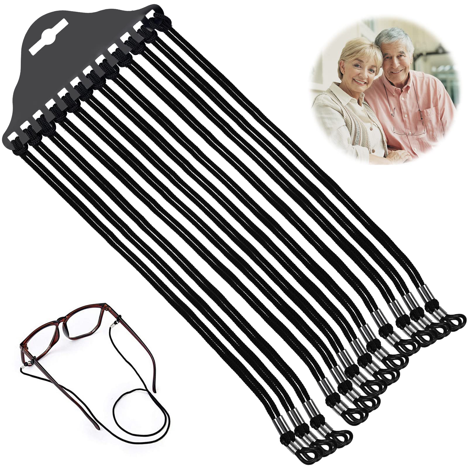 LUCKYKODOR12 Piezas Cuerda para Gafas, Cuerda de Montura de Gafas, Cuerda de Gafas Antideslizante, Correa Soporte de Gafas de Sol de Nylon,Mujer Hombre Niño Puede ser Usado