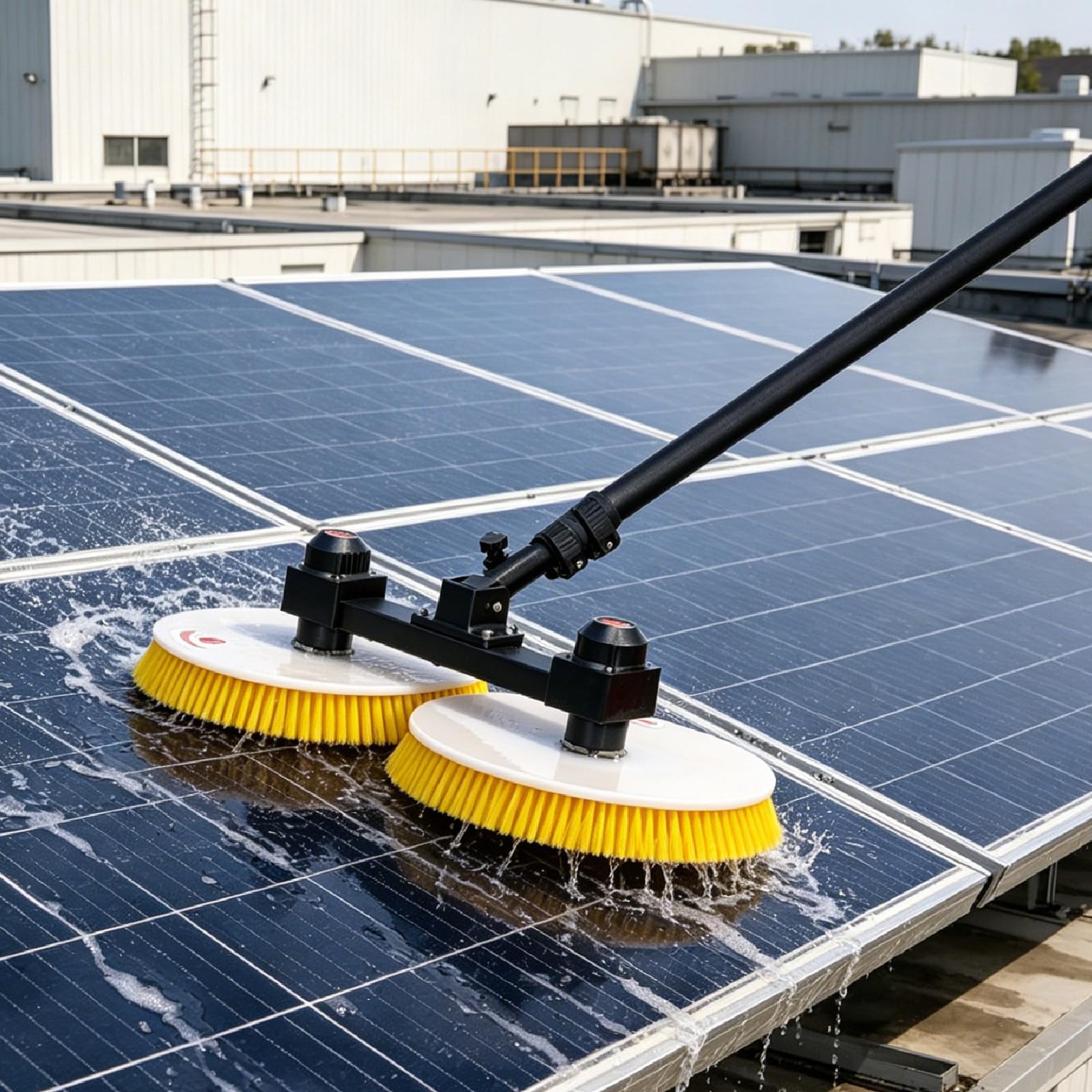 Solarpanel-Reiniger Brushless 300W, 5,5m Teleskop-Stock, Dual Disc 380 U/Min, Wasserdichtes Design, Keine Leiter Benötigt, Effizientes Wohnmobil Und Hausdachwaschwerkzeug Mit Batterie-Option