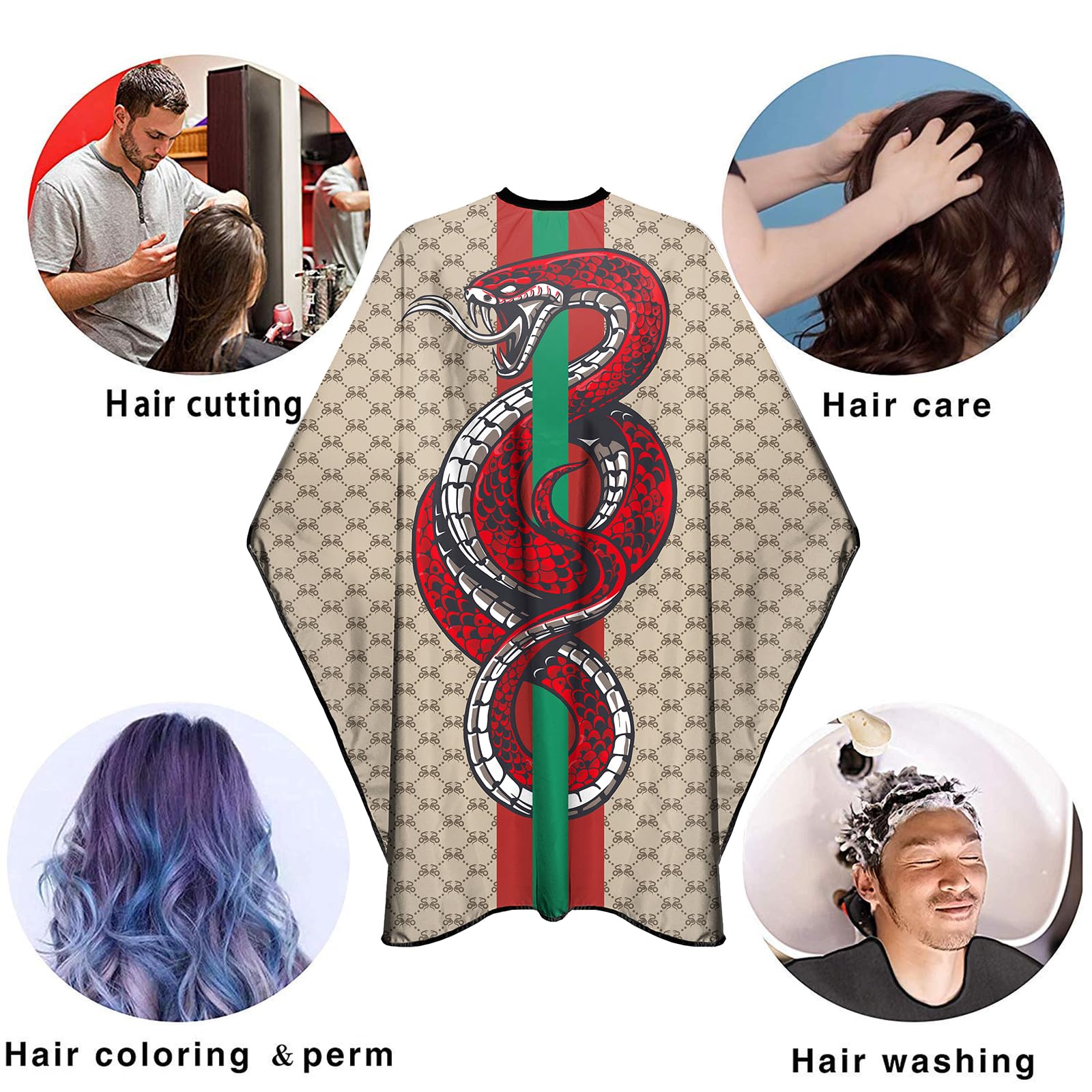 Capas de peluquero para hombres, capas de peluquería con broches de presión, capa de estilista, 63 x 56 pulgadas, Snake 6