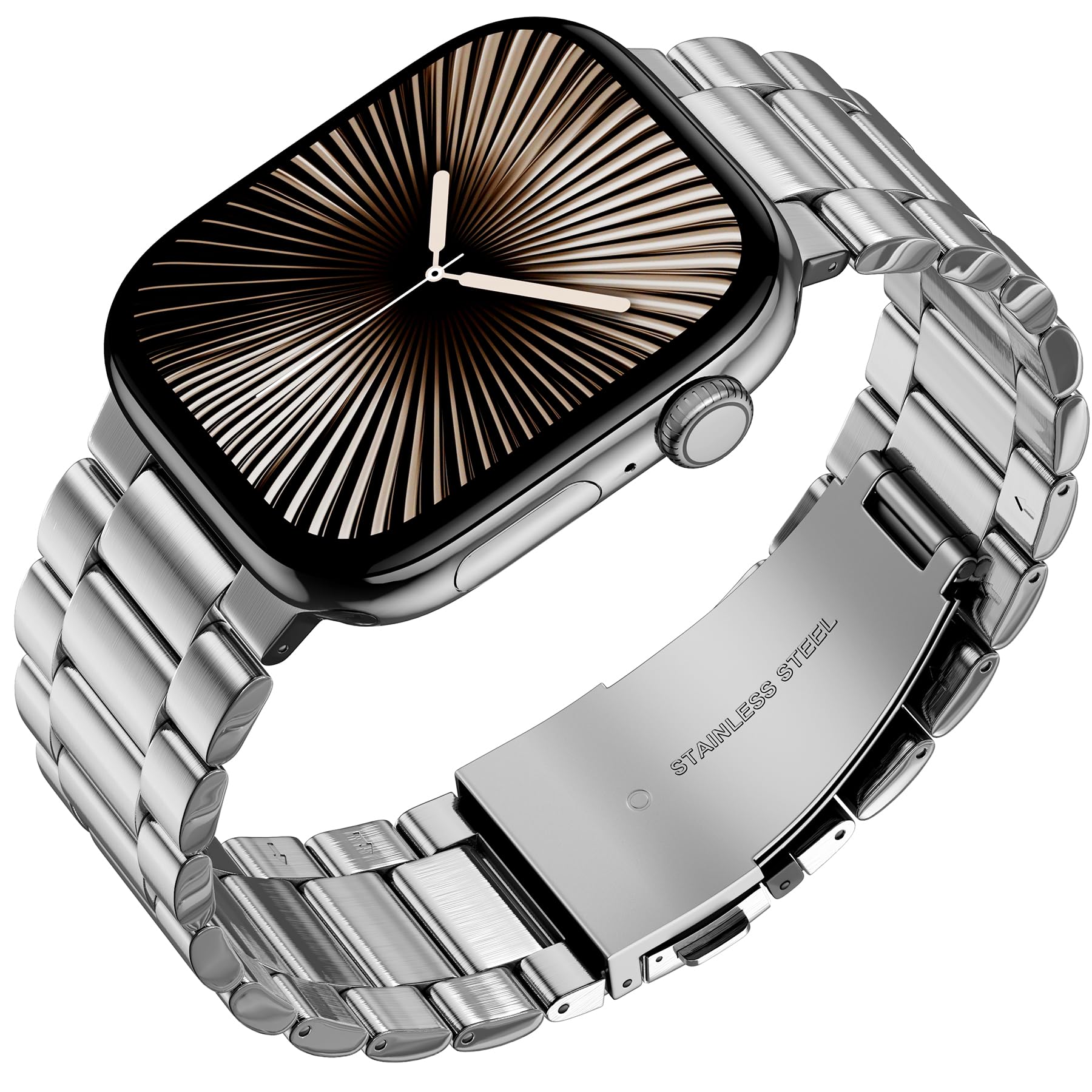 Hapysen Stainless Steel Adjustable Band Compatible with Apple Watch 49 46(S11/10) 45 44 42mm Men&Women, Business Metal Replacement Strap for iWatch