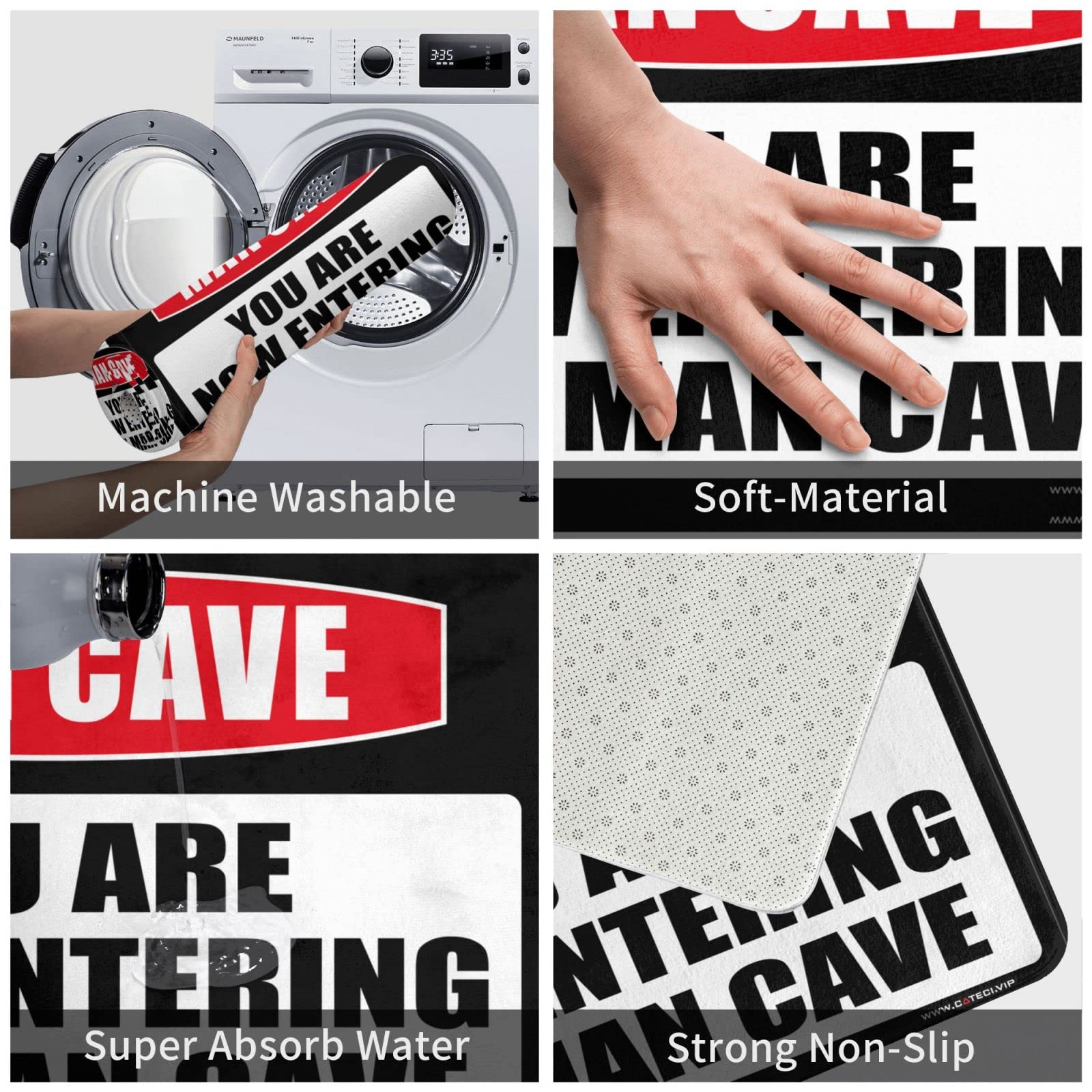 Stuoia da esterno con scritta "You Are Now Entering The Man Cave zerbino zerbino (dimensioni: 24 x 36IN/65 x 90CM)