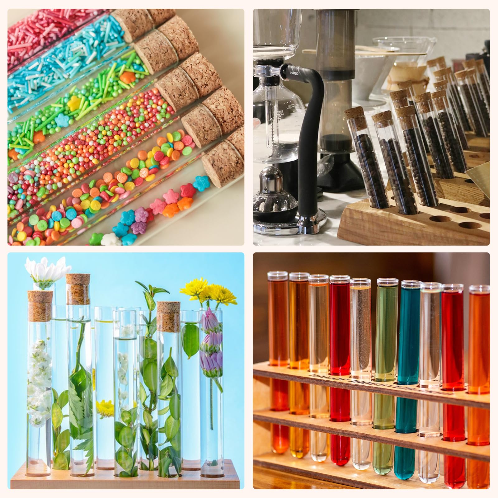 Bastel Reagenzgläser MUKLEI 100 Stück Reagenzgläser 15x100mm - Mit  Korkverschluss 10ml Kork Verschluss Röhrchen, image size:1600x1600