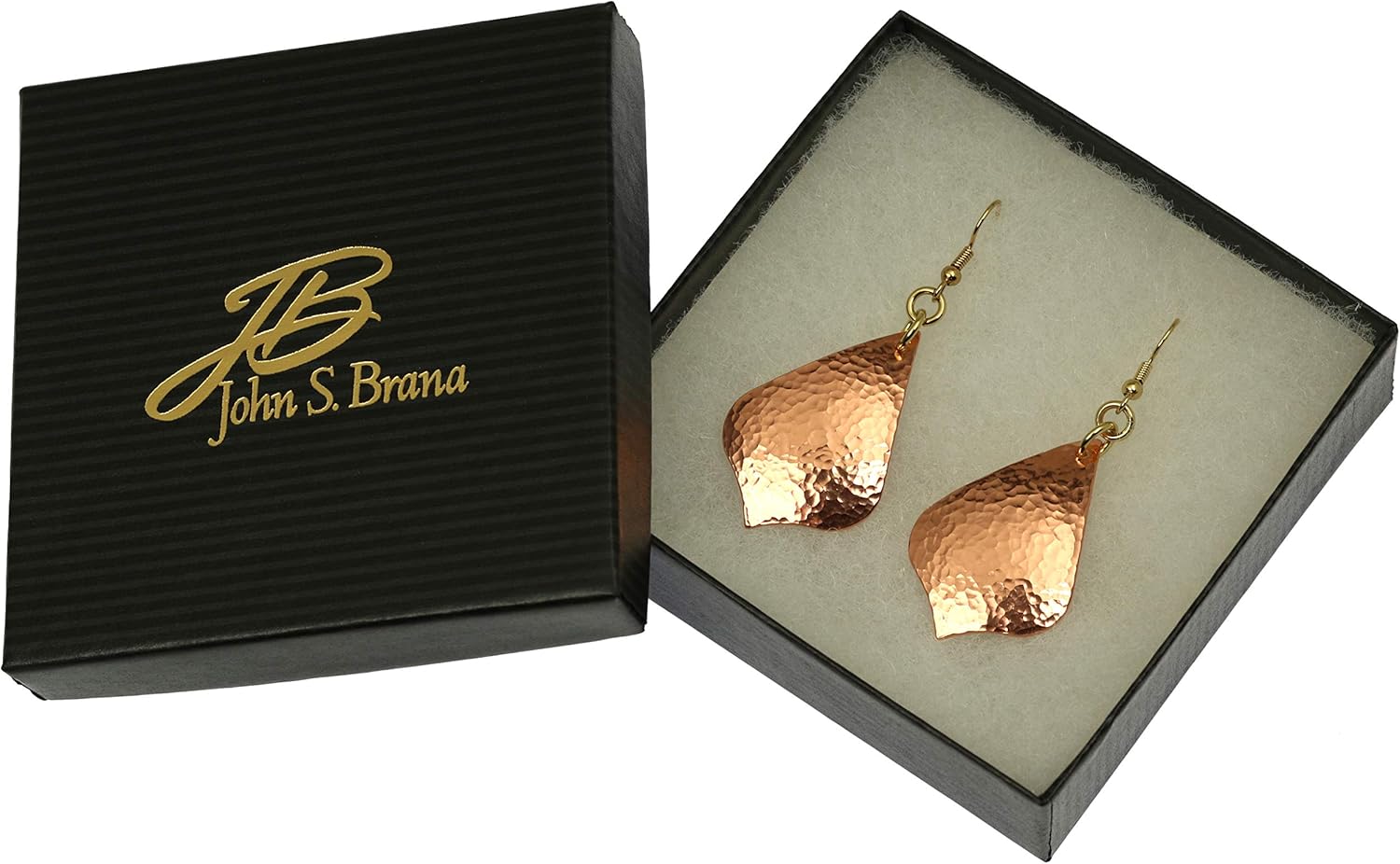 Hammered Copper Arabesque Drop Earrings - Image 5