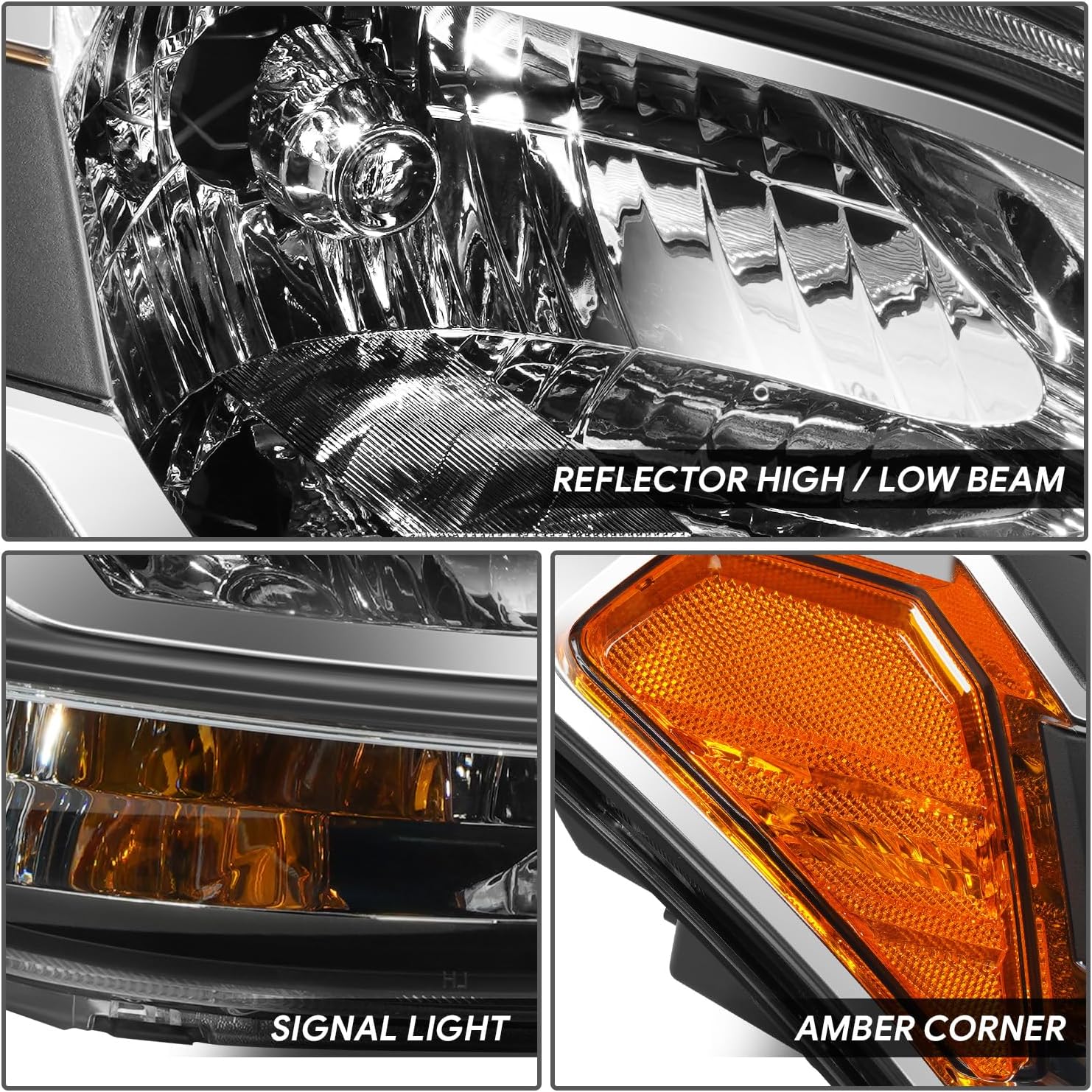 DNA MOTORING Passenger Side (Right) Headlight Assembly Compatible With Soul 2010-2011, Halogen, Black Housing, OEM-HL-0325-R
