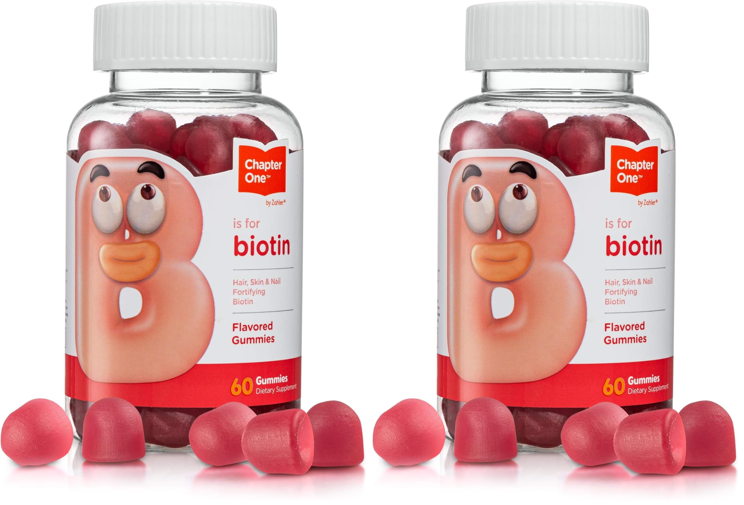 Zahler Chapter One Biotin Gummies, Hair Skin and Nails Fortifying Biotin, Certified Kosher, 60 Flavored Gummies (Pack of 2) 60 Count (Pack of 2)