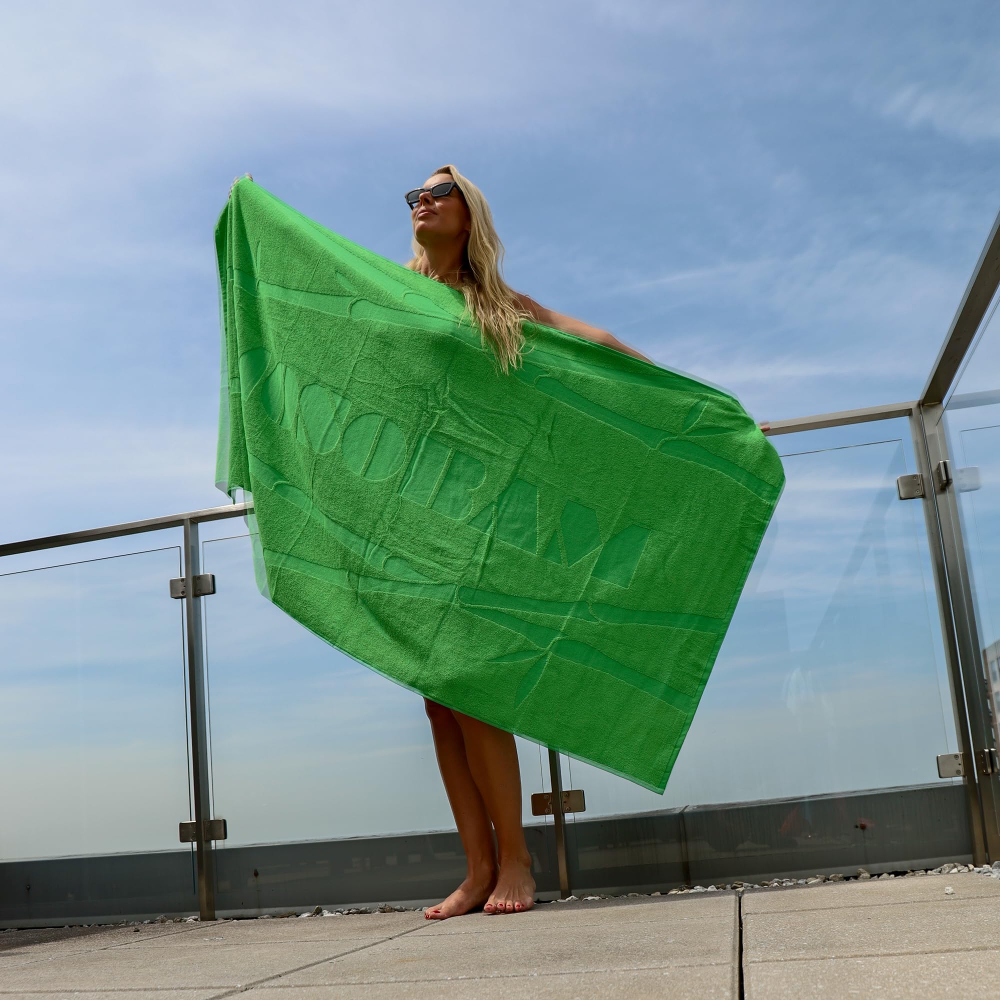 MOSOBAM Toalla de playa de algodón turco de bambú suave de 35 x 70, verde clásico, toallas de hotel de lujo de 450 g/m², secado rápido, extra grande, juego de baño de viaje, juegos de baño