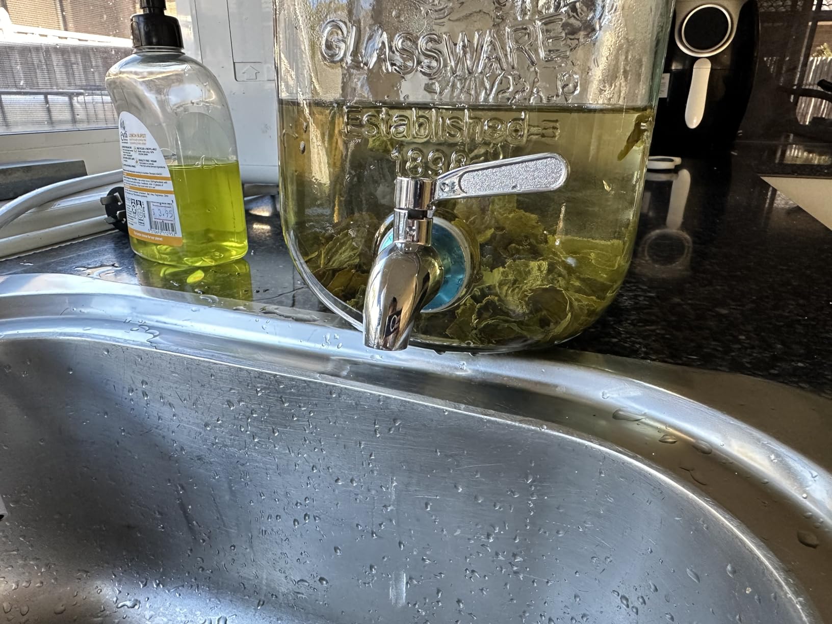 Grote Opening Dispenser Voor Fruit En Ijs Hiziwimi Drankdispenser 4L – Glazen Kan Met Bamboe Standaard En Roestvrijstalen Kraan | Voor Sap, Water, Thee En Feesten Drankdispenser 4L Bamboe Standaard