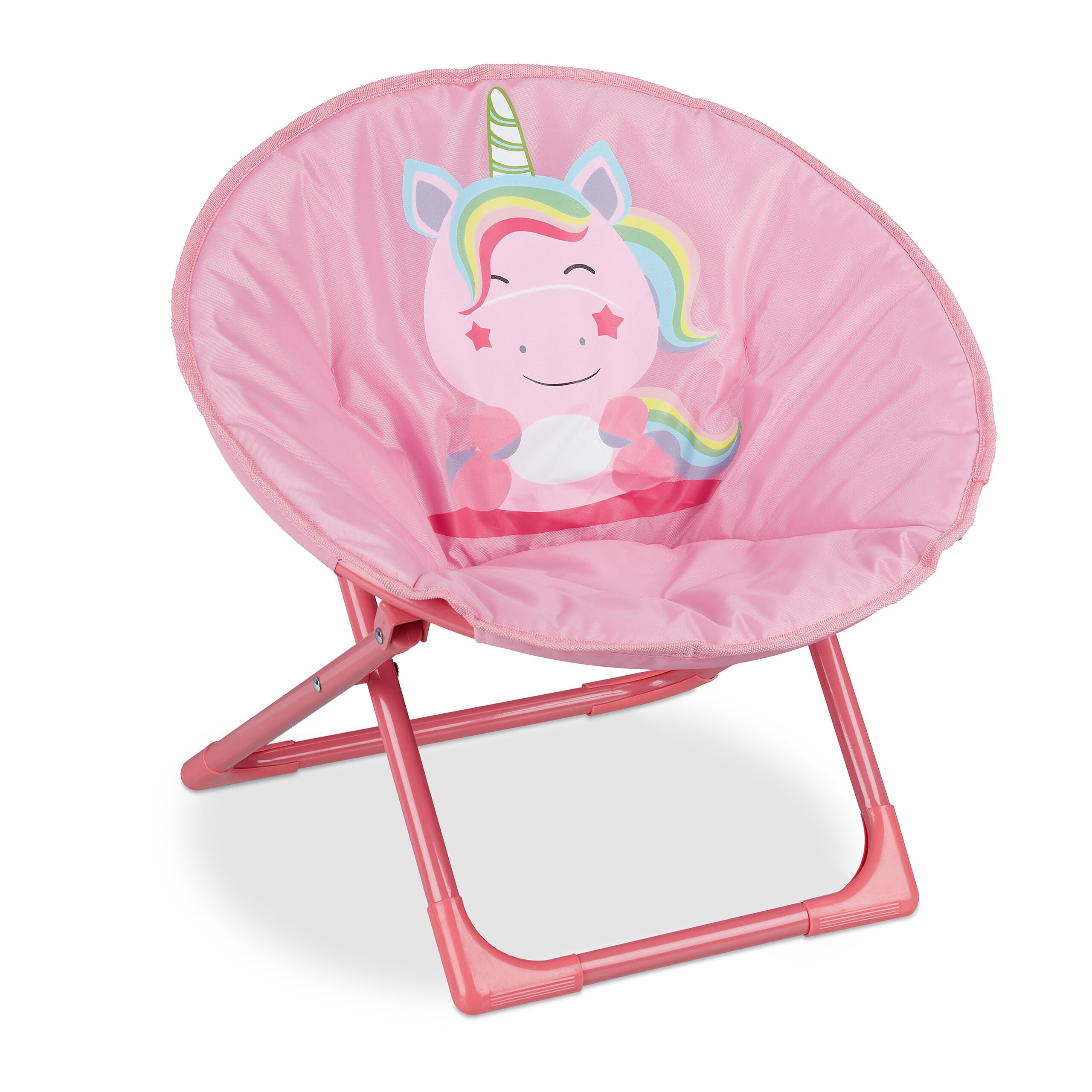 Relaxdays Silla de Acampada Infantil, Unicornio, Plegable, Unisex, Interior & Exterior, Asiento para niños, 1 Ud, Rosa, Poliéster, 1 Unidad