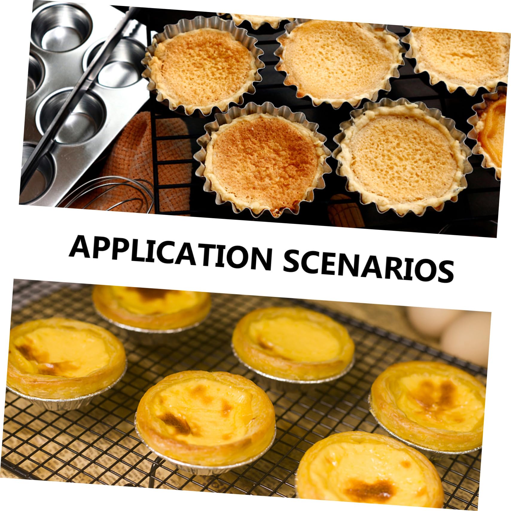 Alipis 50piezas Moldes De Acero Inoxidable Para Tartaletas De Huevo Antiadherentes Para Hornear Tartaletas Caseras y Muffins Casa