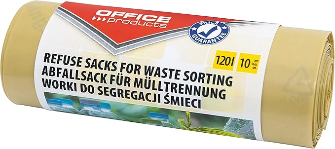 Sacchetti Spazzatura Ufficio 60L - 20 Pezzi, Nero, Spessore 20&mu;m, LDPE