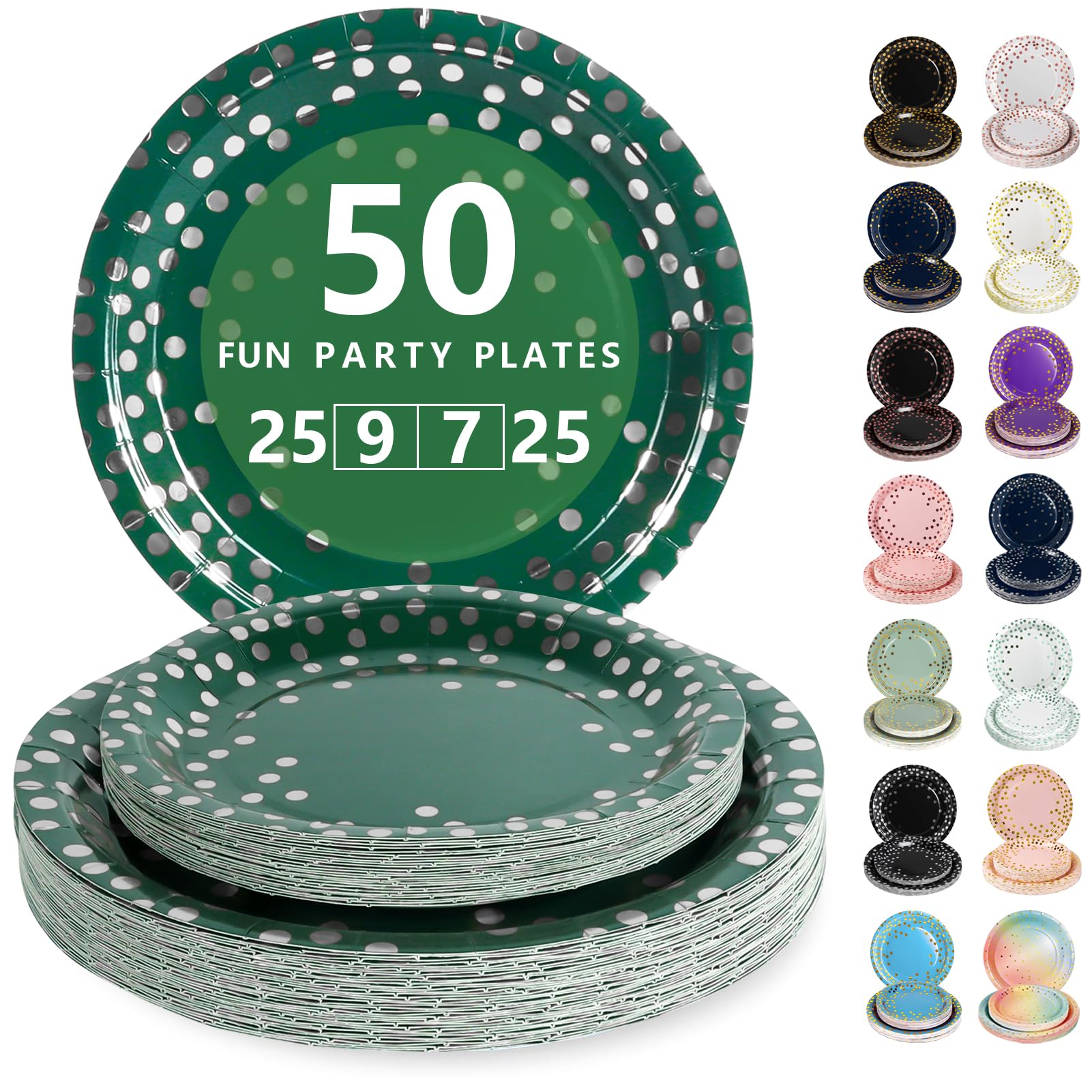 Nkaiso Einweg Pappteller, 50 Pack Party Teller Set – 25 x 9 Zoll und 25 x 7 Zoll Elegantes Einweggeschirr für Geburtstage, Jubiläums, Hochzeiten und Weihnachtsfeiern