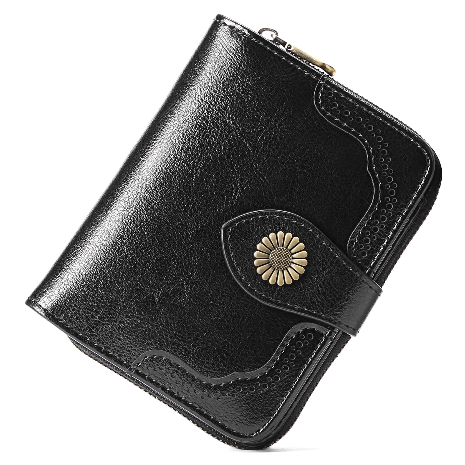 SENDEFN Leather Purses for Women, RFID Blocking Small Wallets for Women, Ladies Purse with Multiple Card Slots and Zipper Compartment