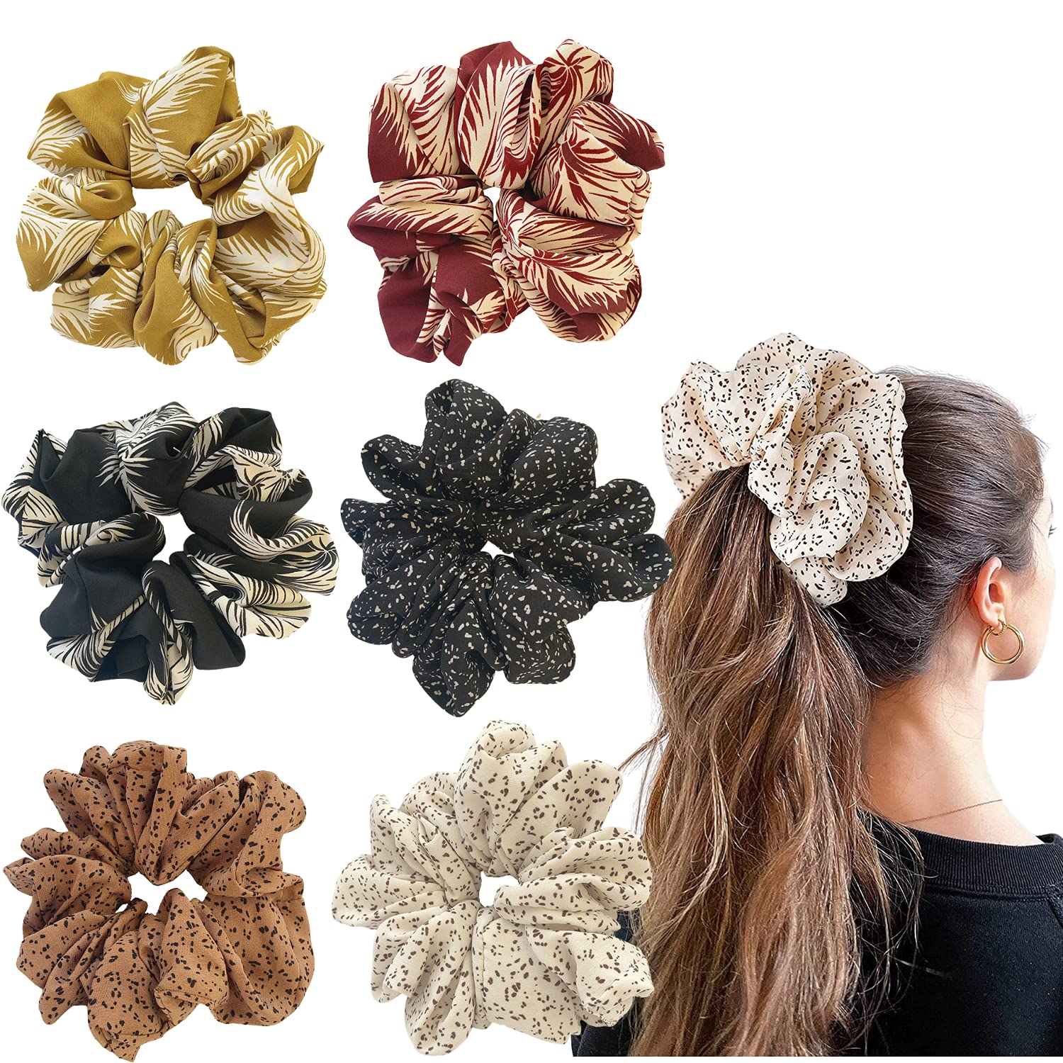Large Satin Scrunchie - Oversized, Jumbo, Giant, Big Silk Scrunchies for Women and Girls (Y)