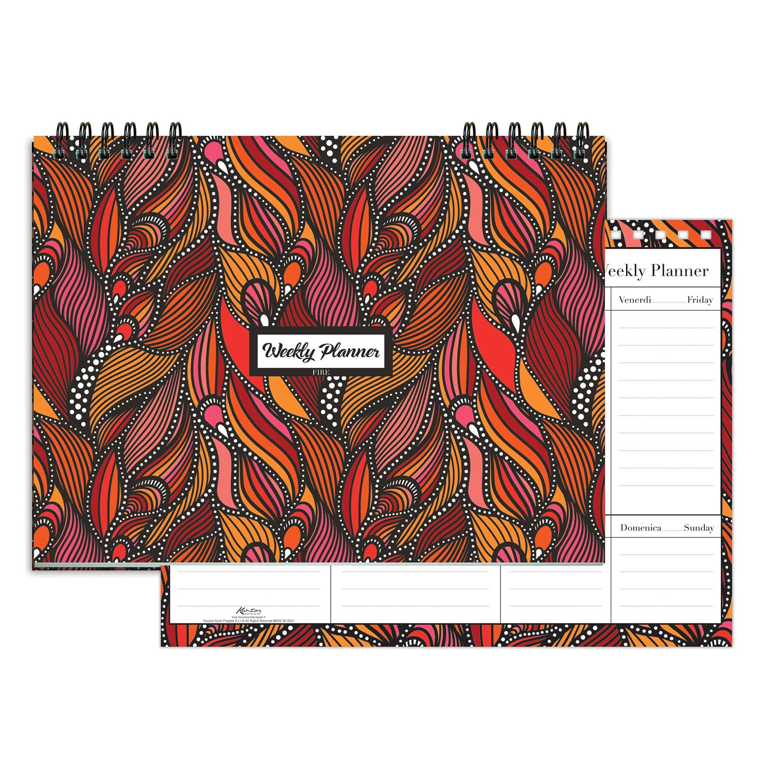 Weekly Table Planner, Format 21 x 29.7 cm, Weekly Planner for the Office, School or Family, Made of High Quality 90 g/m2 Paper, Made in Italy