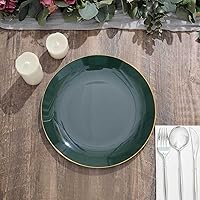 Vista 8 de Efavormart - Paquete de 10 platos llanos redondos de plástico verde esmeralda brillante de 10 pulgadas con borde dorado, platos desechables