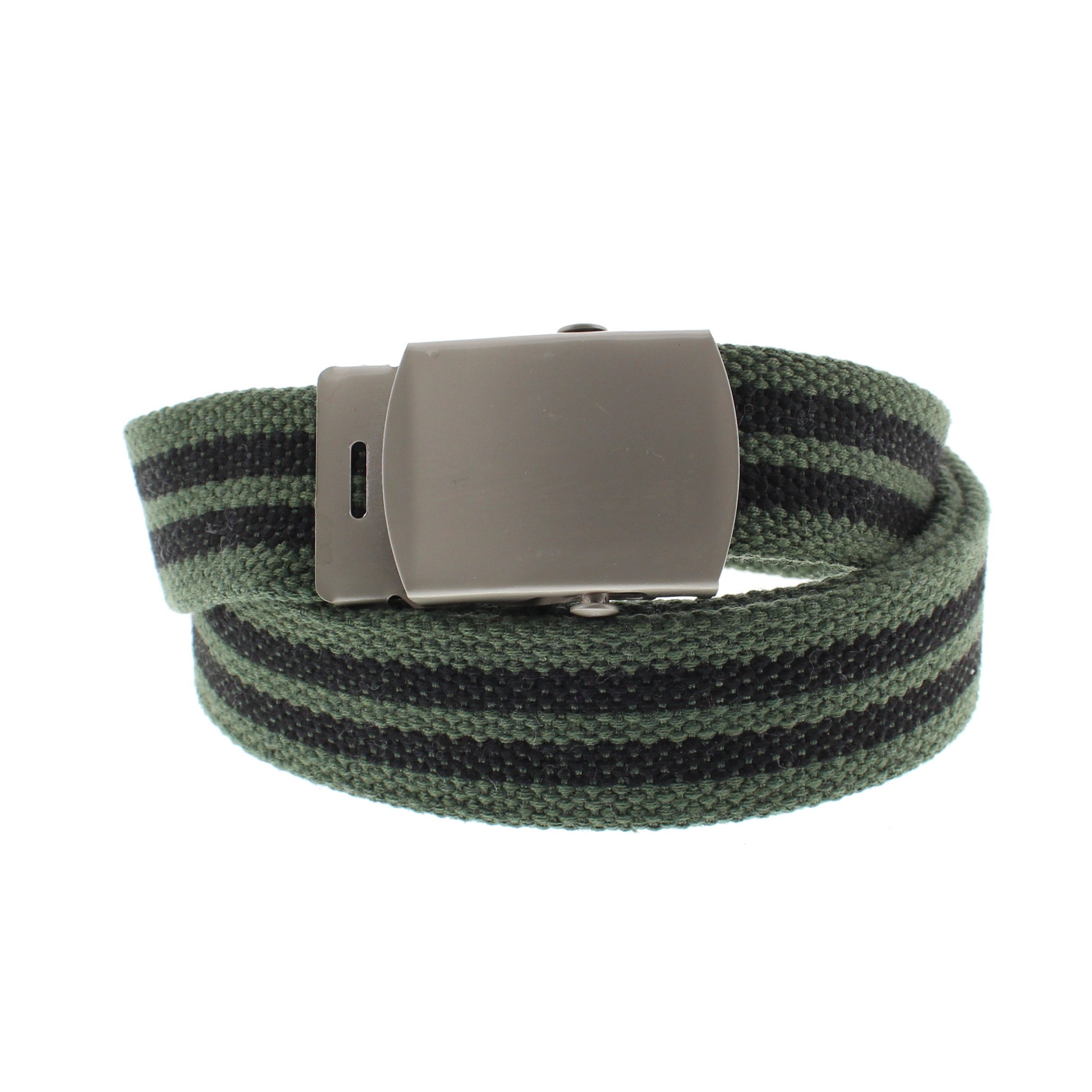 Zac's Alter Ego Adjustable Striped Canvas Webbing Belt with Shiny Slider Buckle