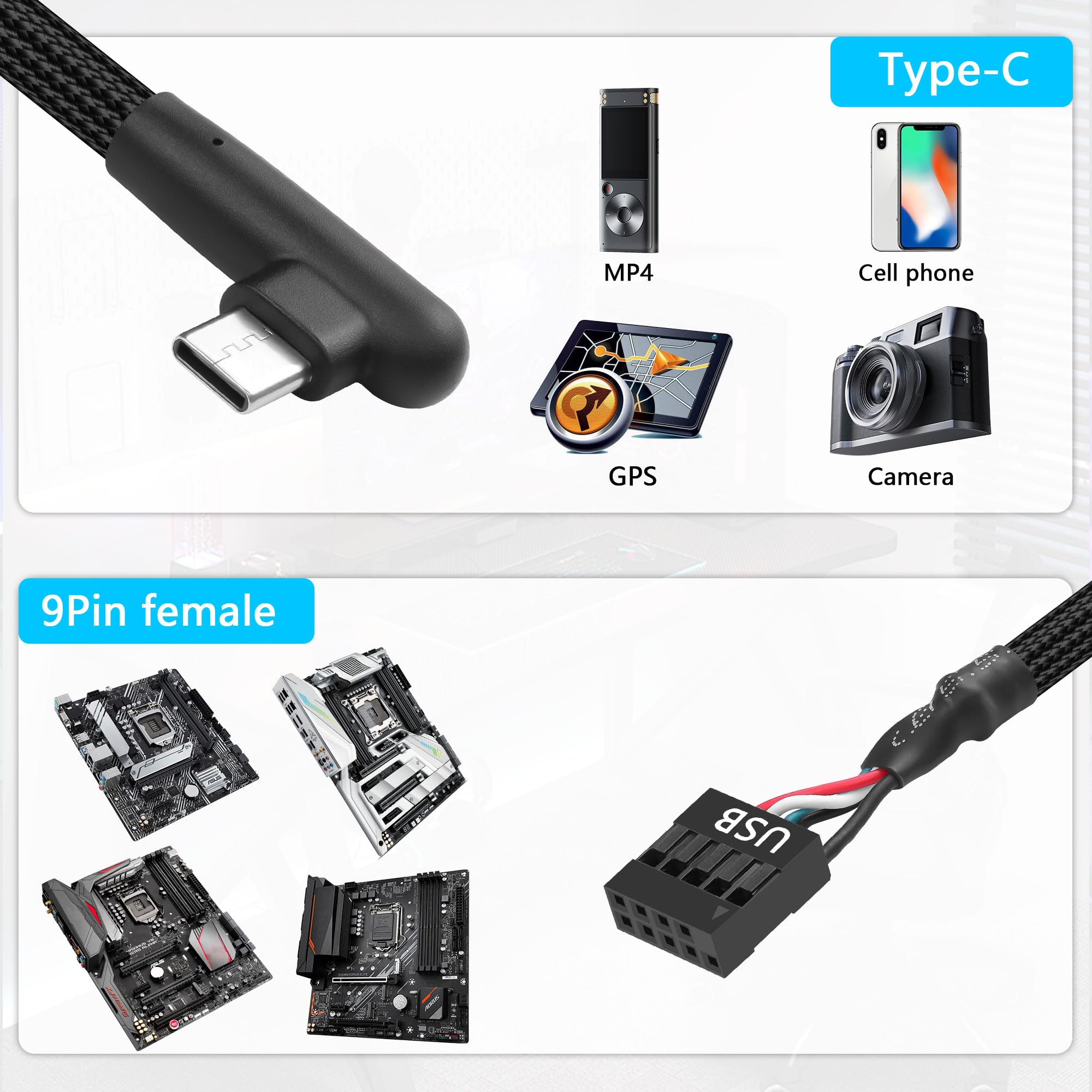 XMSJSIY Cavo adattatore per scheda madre USB-C a Dupont a 4 pin, 22 AWG 5 V/3 A, USB tipo C maschio a scheda madre, 4 pin 0,1 /2,54 mm, cavo di prolunga
