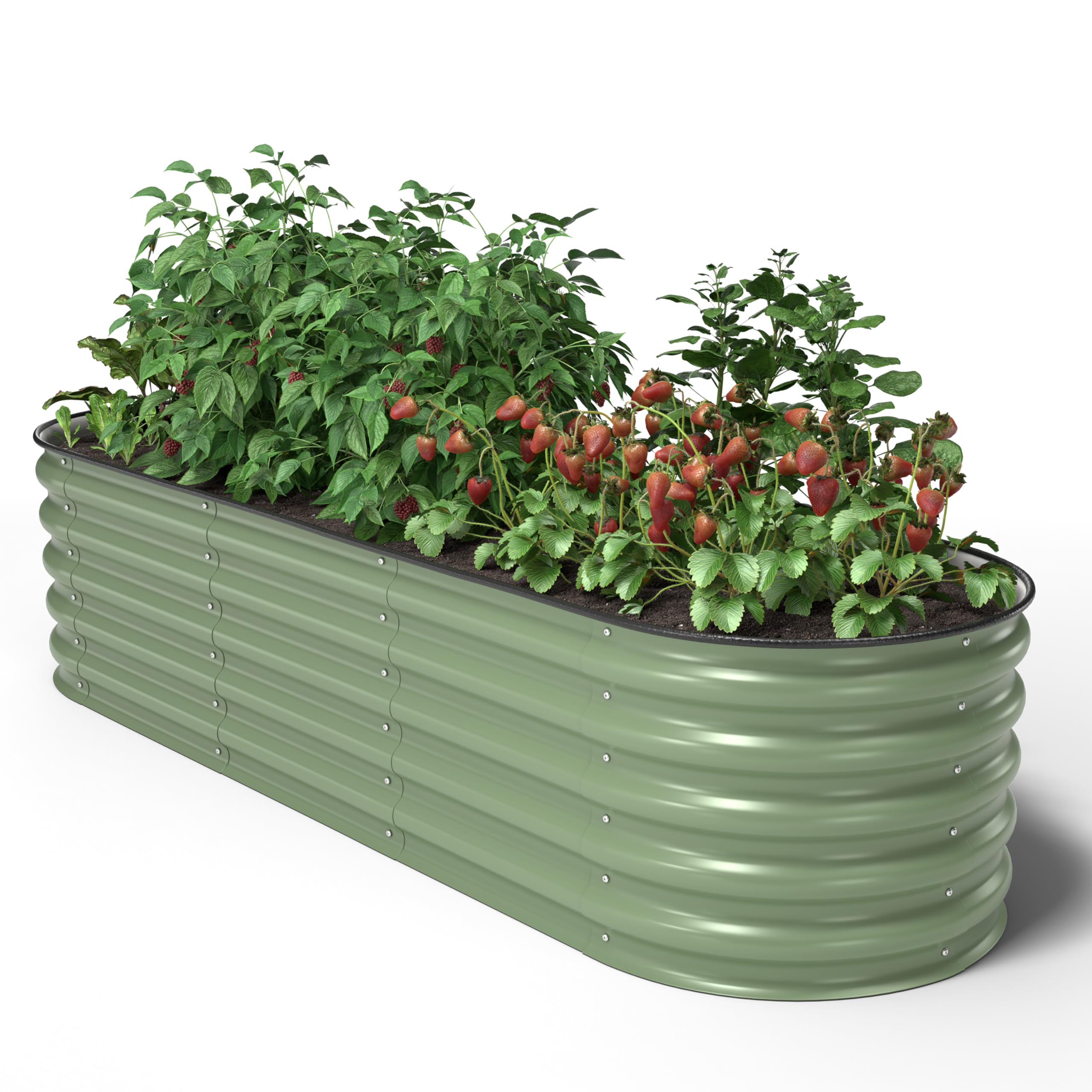UNIGARDIA Metal Raised Bed 200 x 60 x 43 cm - Modular 6-in-1 Raised Bed Kit - Rustproof Raised Beds for Garden Made of Premium Zn-Al-Mg Steel - Min. 20 Years Life - 43 cm High Vegetable Bed, Sage