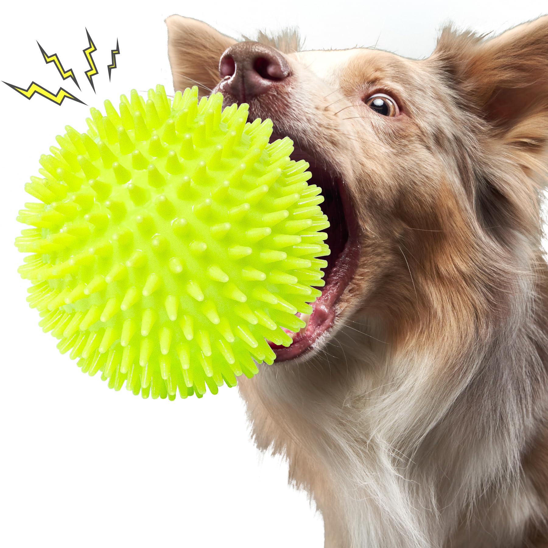 Indestructible Squeaky Dog Toys for Aggressive Chewers Interactive Spike Dogs Balls Toys for Medium Large Dogs Durable Floating