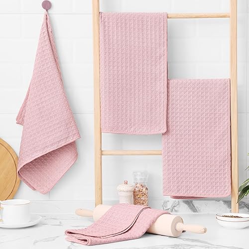 Miniatura 148 de Homaxy Trapos de cocina de microfibra con tejido de gofre, 12 x 12 pulgadas, ultra absorbentes y de color sólido, paños de cocina de secado rápido
