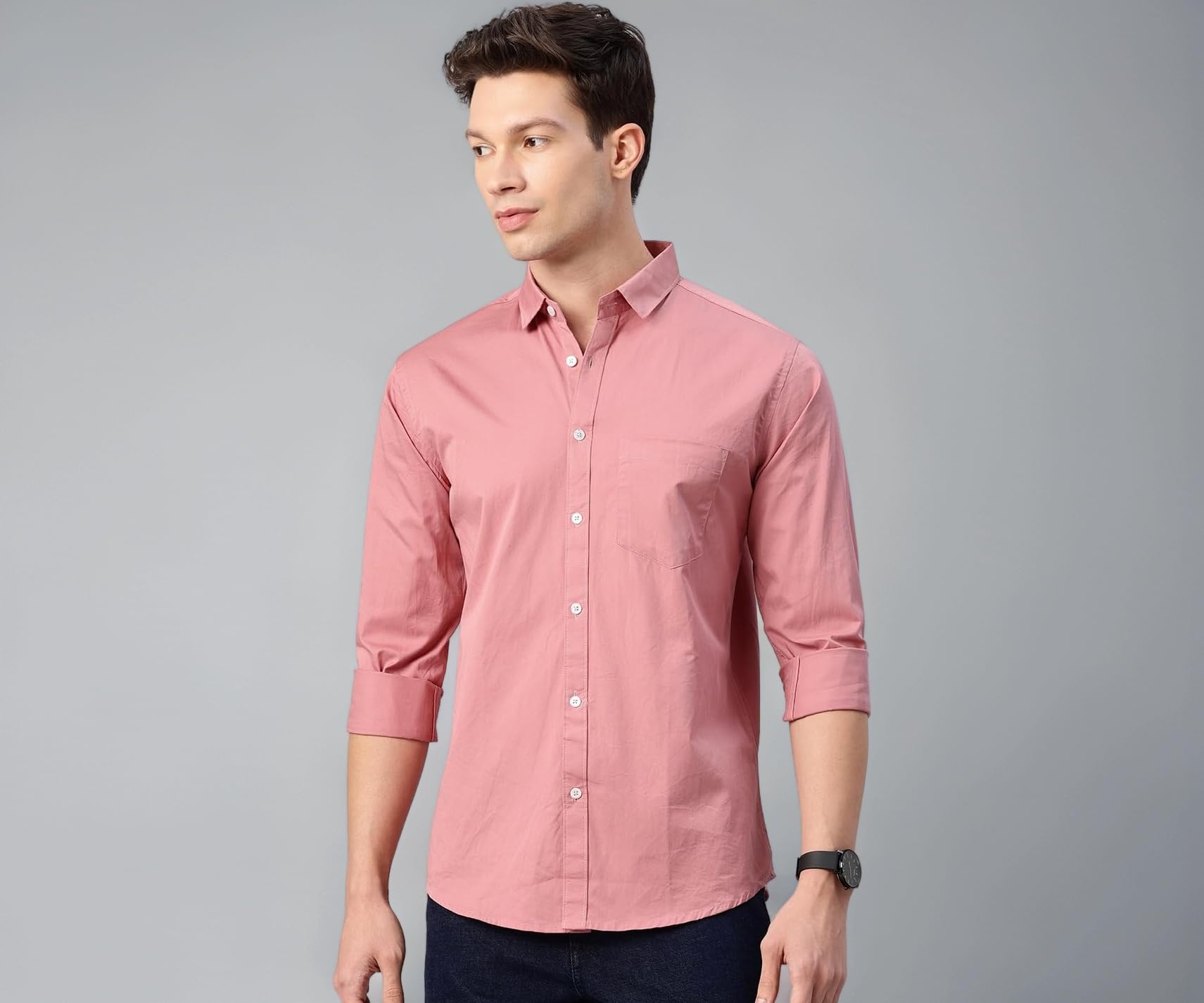 Men's Cotton Slim Fit Solid Casual Shirt