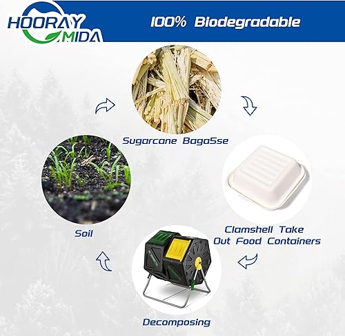 Miniatura 6 de To Go Contenedores desechables  6 x 6 pulgadas, 50 unidades de contenedores de comida para llevar con cubierta blanca para llevar, 100%