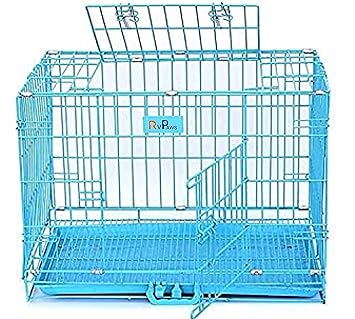 RvPaws Powder Coated Iron Cage with Removable Tray for Dog, Cats & Rabbits (Length 36 - inch, Large Blue)