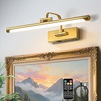 16 Inch Rechargeable Wireless Picture Light for Paintings - Dimmable Gold LED Wall Art Light with Remote, Timer & 3CCT