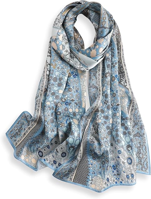PoeticEHome 100% Écharpe longue en soie de mûrier - Châle oblong pour tête, cou et poils, avec emballage cadeau