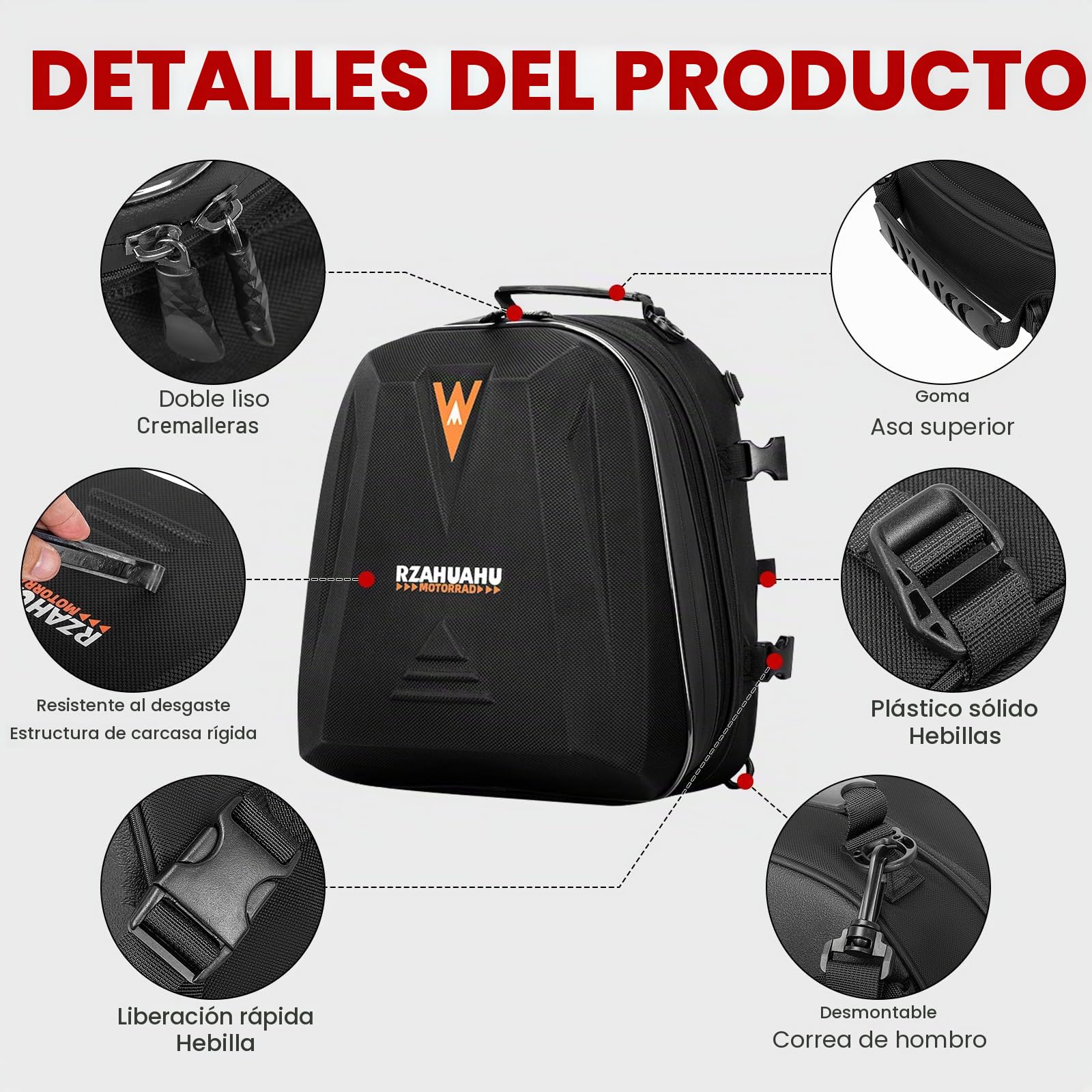 UBORSE Bolsa Asiento Moto Maleta Motocicleta Trasera Impermeable Bolsa de Casco Mochila para Moto de plástico ABS, rígida, Capacidad 20-28L, Alforja para Motocicleta Trasero Bolso Equipaje(Negro)