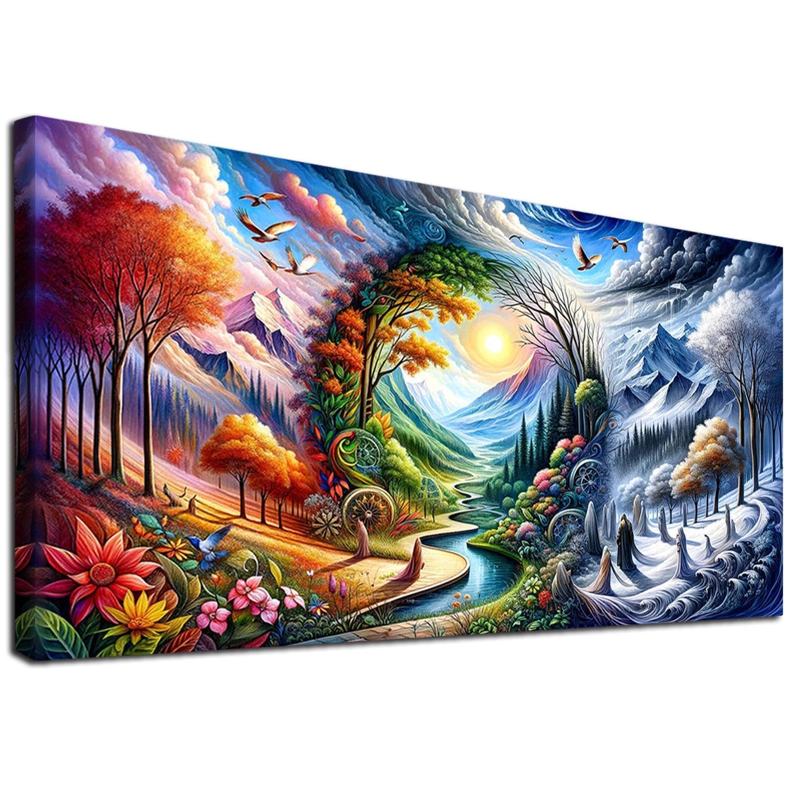 YALKIN DIY Diamond Painting Kits for Adults, Large Diamond Art with Round Drills Full Drill Gem Big Painting Set for Home Wall and Gifts 16 x 28 inch (40x70CM)