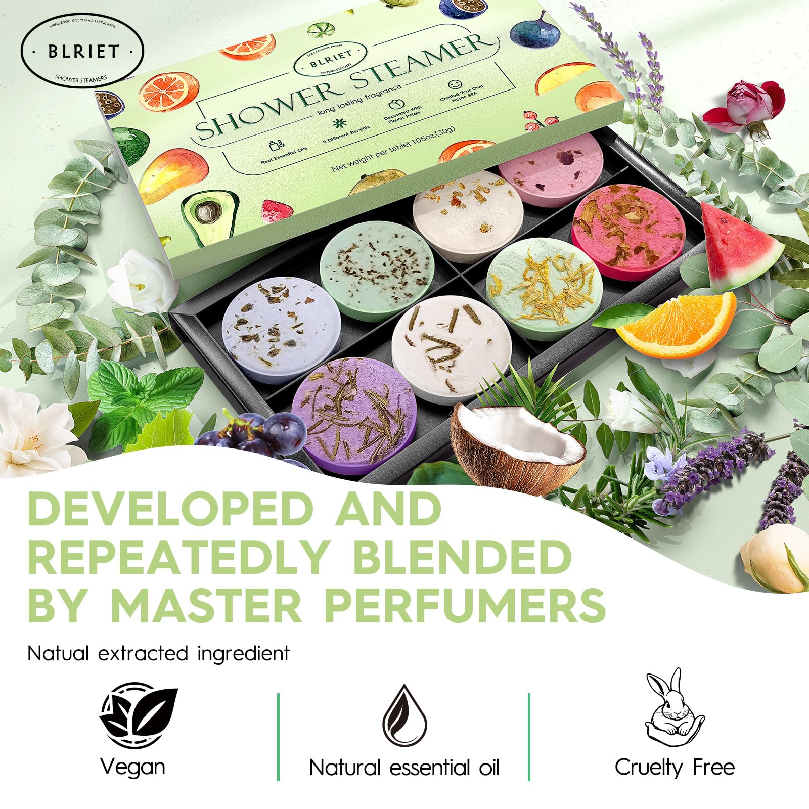 Shower Steamers Aromatherapy Mothers Day Gifts 8 Pack Shower Bombs Fruit Scents with Essential Oils, Birthday Gifts for Girlfriend, Her, Men, Mom, Teens, Self Care Relaxation Home SPA Stress Relief