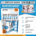 Dishwasher Detergent Booster Prewash Powder - ACTIVE Citric Acid Dishwashing Additive for Hard Water, Natural Dish Washer Shine & Rinse Aid, Lime Scale Remover for Cloudy Glassware - 64 Uses (900g)