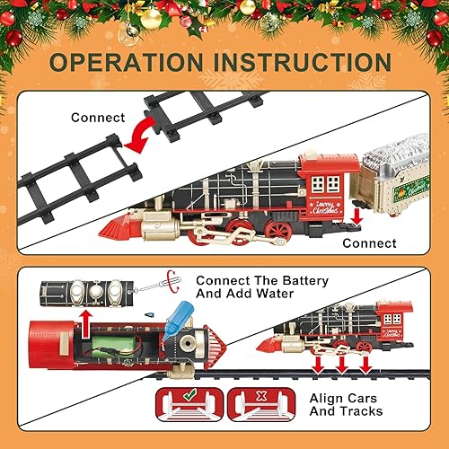 Miniatura 4 de Tren de Navidad - Juego de tren a control remoto con luz y sonido de vapor, juguetes de tren eléctrico para alrededor debajo del árbol de Navidad,