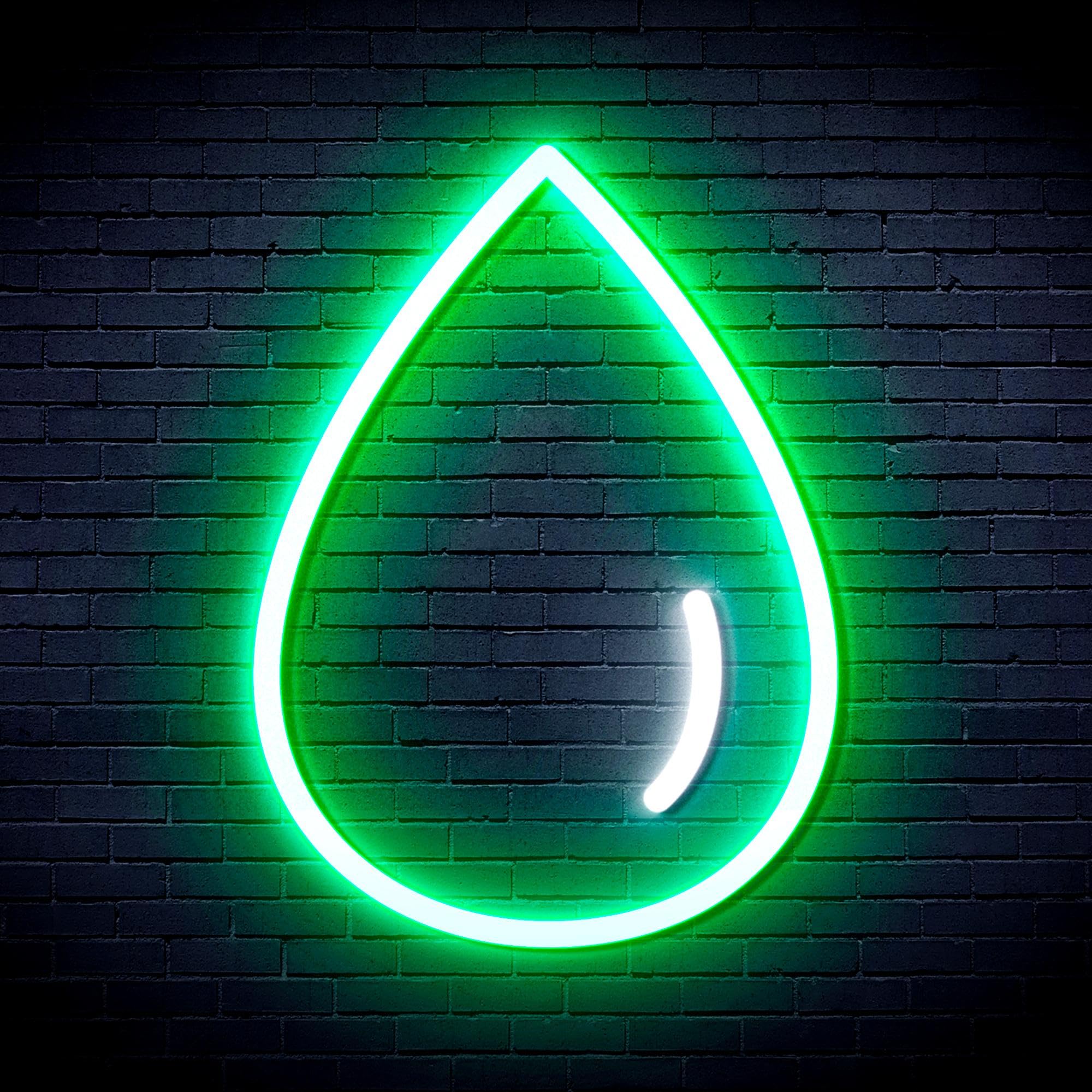 ADVPRO Water Droplet Flex Silicone LED Neon Sign - White & Green - st16s64-fnu0070-wg — image 1