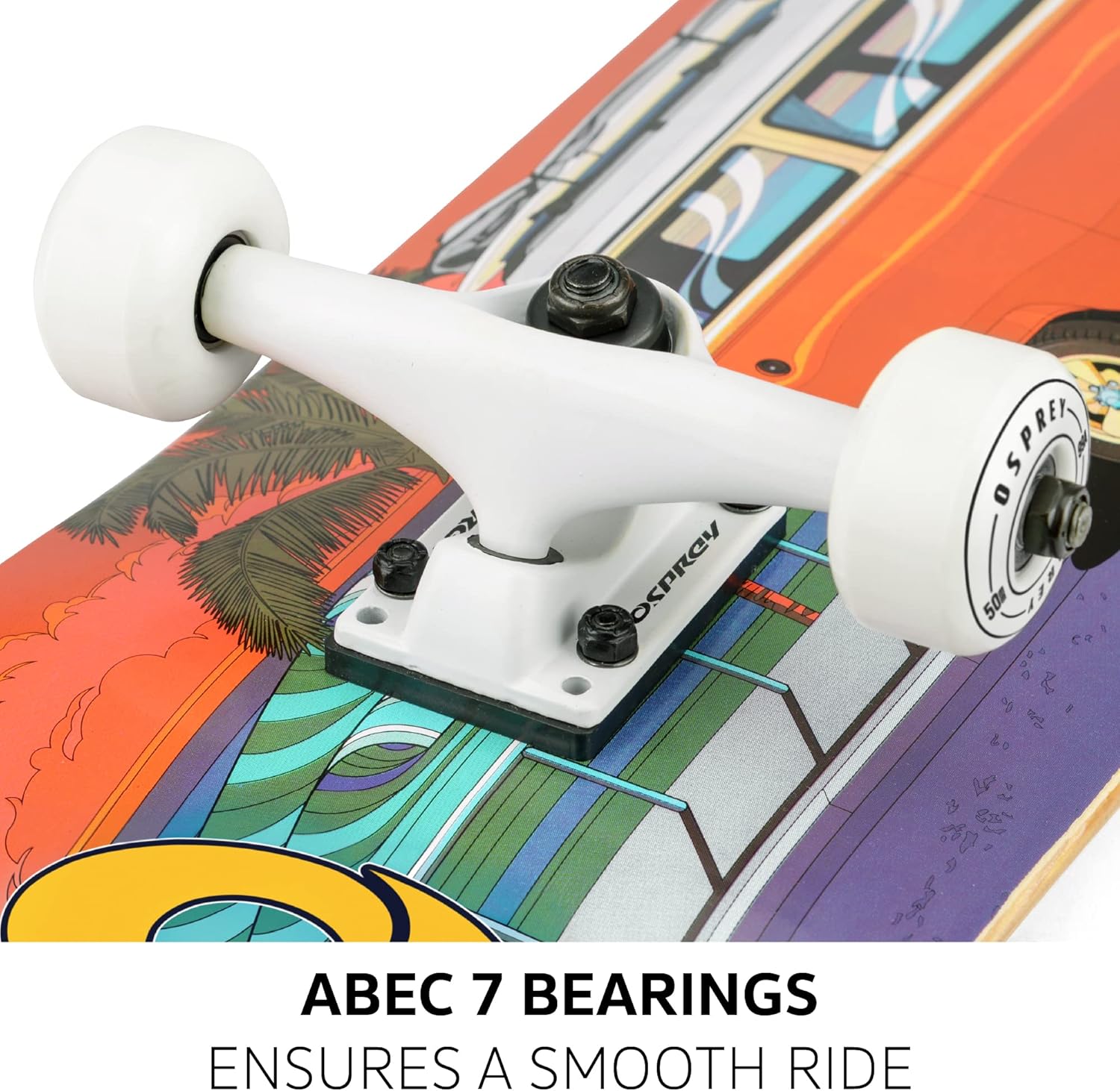 Osprey VW Complete Beginners Double Trick Kick Skateboard, Volkswagen Design, 31 x 8 Inches Maple Deck