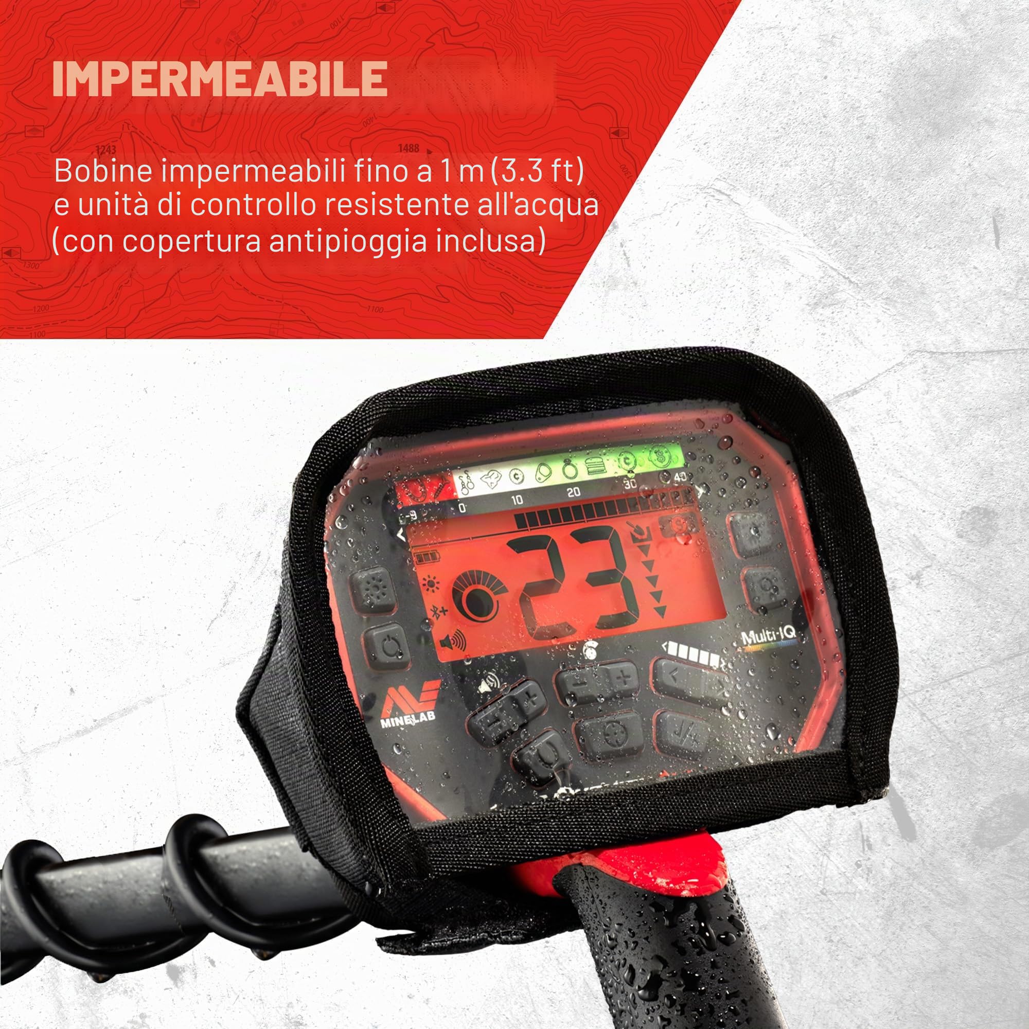 Minelab Vanquish 540 - Metal detector multifrequenza per adulti con polarizzazione del ferro e bobina impermeabile V12 30,5 x 22,9 cm (4 modalità di rilevamento, cuffie cablate e copertura antipioggia