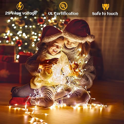 Miniatura 59 de Luces de Navidad de carámbano para exteriores, 33 pies, 400 luces LED de carámbanos para exteriores, luces parpadeantes para interiores con 8 modos