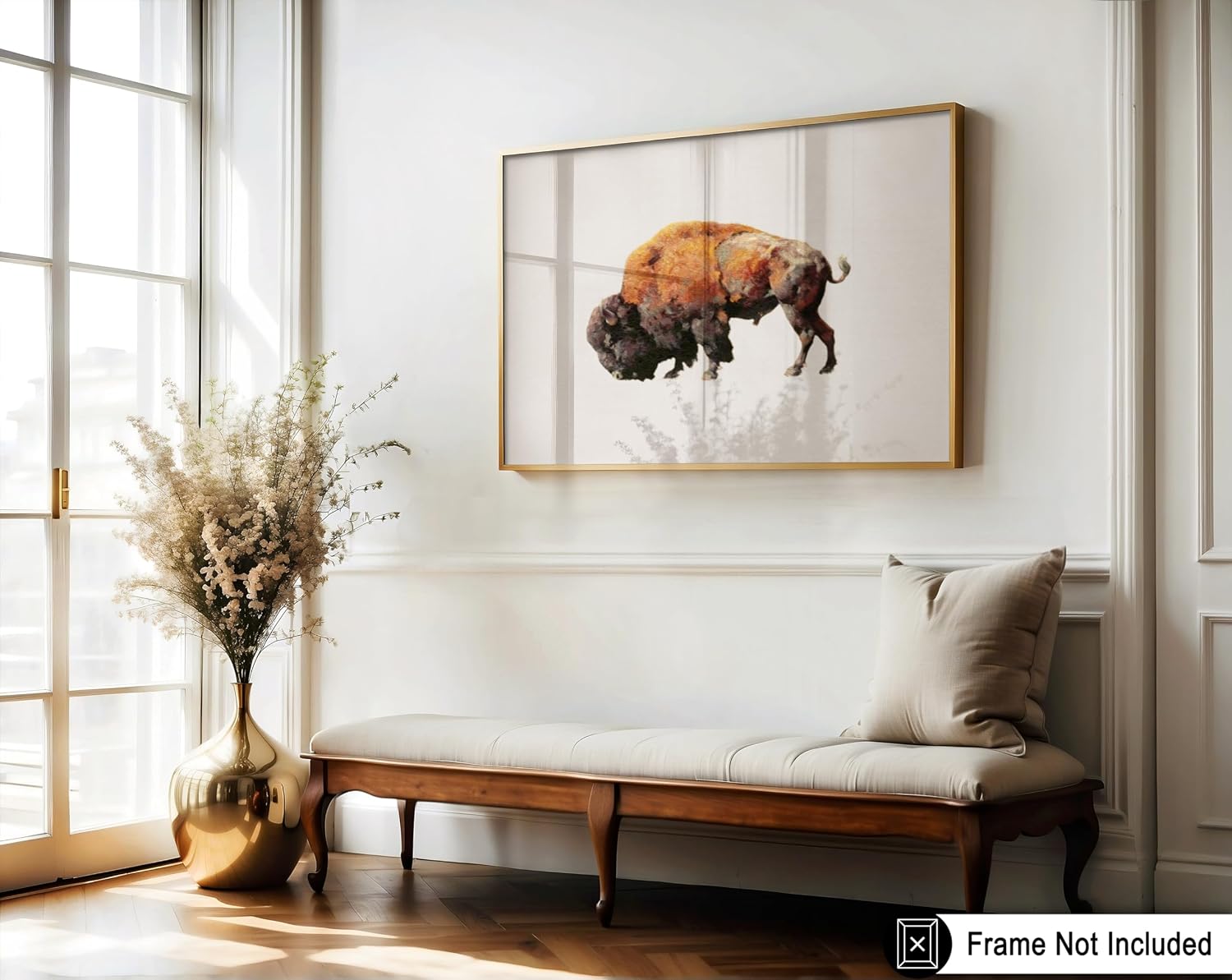 Poster Master Vintage Bison Bull Painting Poster - Retro Bull Print - Bison Art - Minimal Artwork - Yellowstone Buffalo & American Bison Illustration - Office or Living Room Decor - 8x10 UNFRAMED