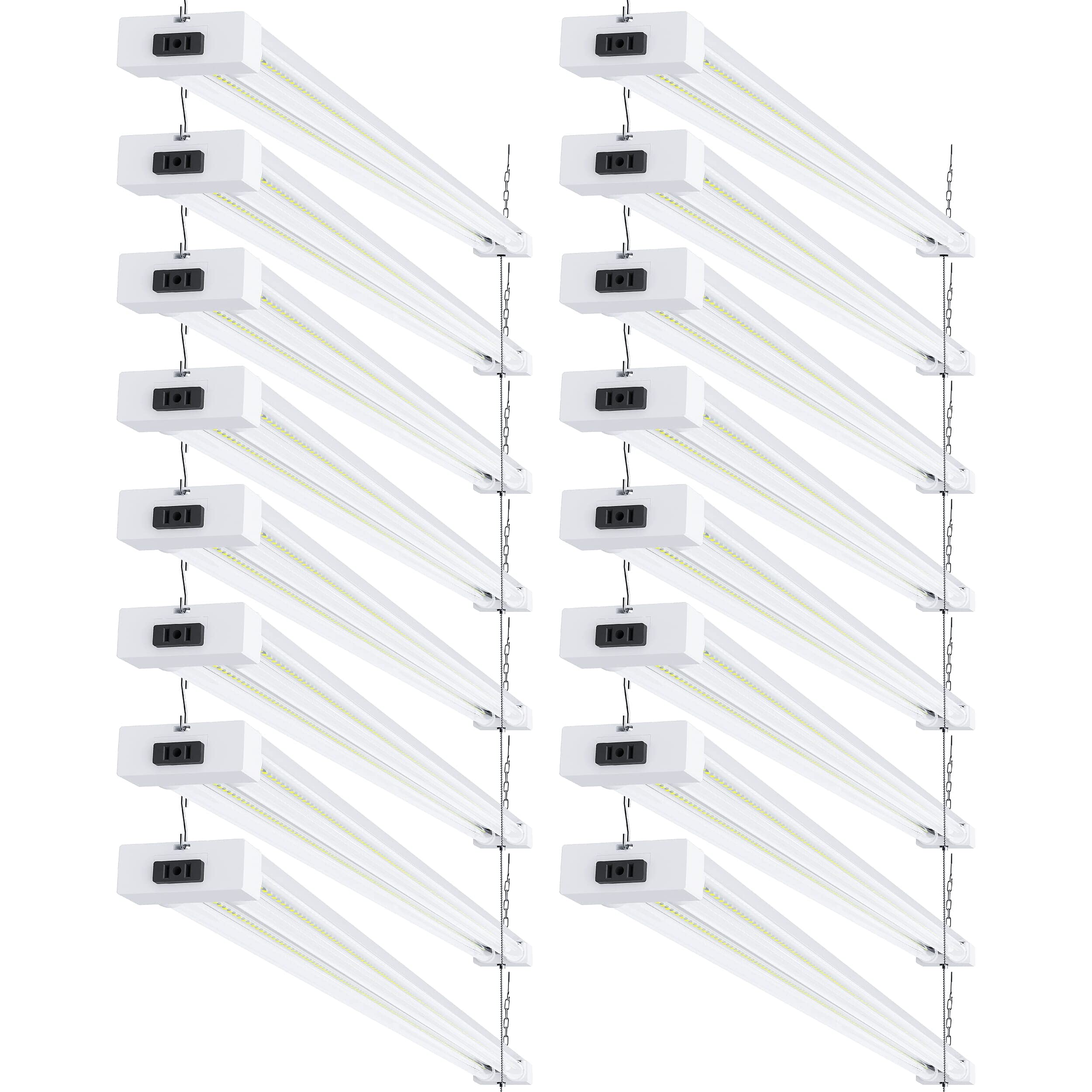 Sunco Lighting 16 Pack LED Shop Light for Workshop Garage 4FT, Plug in Linkable Utility Light Fixtures, 260W=40W, 5000K Daylight, 4500 LM, Clear Lens, Pull Chain, Hanging/Mounted, ETL, Energy Star