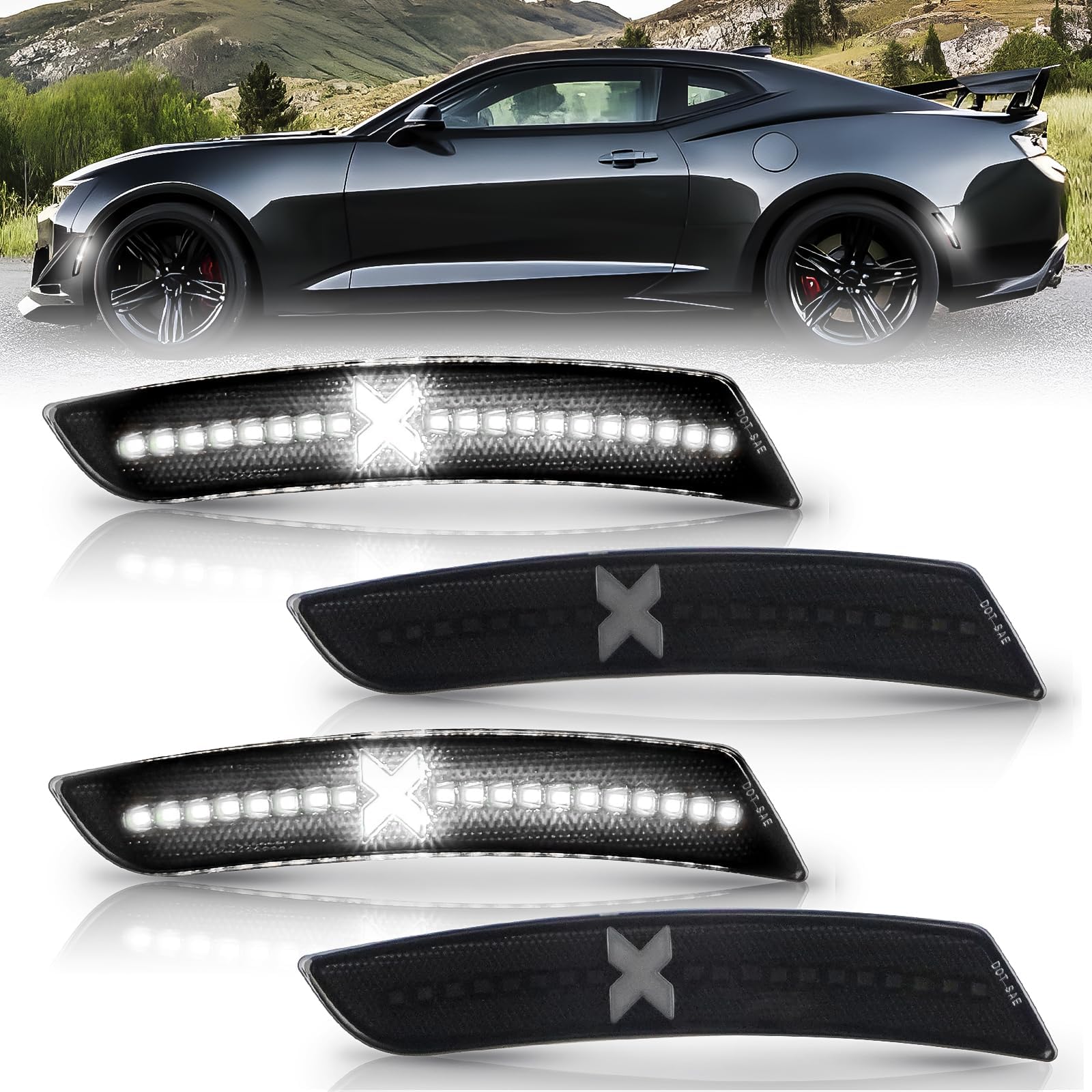 Bestview Xstyle LED Side Marker Lights [Patent Pending] for Chevy Camaro 2016...